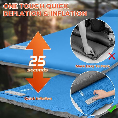 Self Inflating Sleeping Pad with Built-in Electric Pump, 3.15" Thick Memory Foam Camping Mattress, Fast Inflating Camping Sleeping Pad with Pillow, 4 Season Insulated Sleeping Pad for Camping, Tent in Saudi Arabia