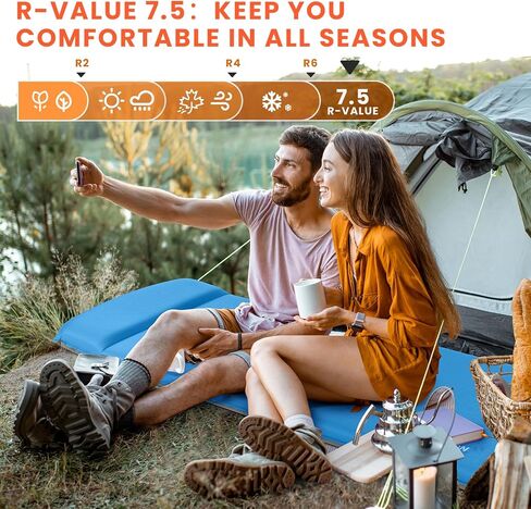 Self Inflating Sleeping Pad with Built-in Electric Pump, 3.15" Thick Memory Foam Camping Mattress, Fast Inflating Camping Sleeping Pad with Pillow, 4 Season Insulated Sleeping Pad for Camping, Tent in Saudi Arabia