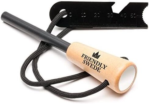 The Friendly Swede Ferro Rods, Fire Starter Survival Tool, Firestarter, Flint and Steel Fire Starter Kit & Bottle Opener, Camping Tools, Ferro Rod Fire Starter with Wooden Handle (Wood Grain) in Kuwait