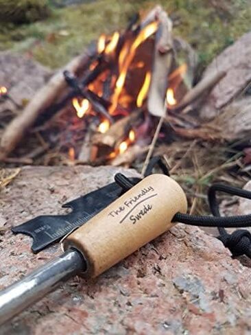 The Friendly Swede Ferro Rods, Fire Starter Survival Tool, Firestarter, Flint and Steel Fire Starter Kit & Bottle Opener, Camping Tools, Ferro Rod Fire Starter with Wooden Handle (Wood Grain) in Kuwait
