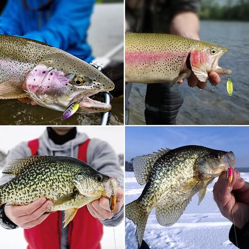 Goture Fishing Spoons Lures,Metal Spoon Trout Lures,Mini Fishing Jigs, Long Distance Casting Fishing Lures for Trout Bass Crappie Pike Saltwater Freshwater, Jigging Spoons with Fishing Tackle Box in Saudi Arabia