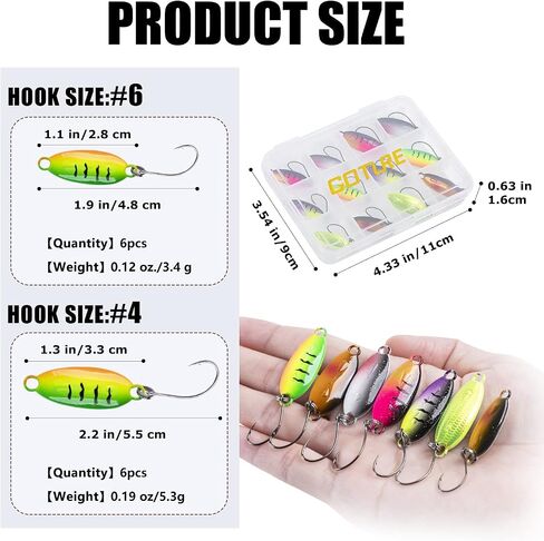 Goture Fishing Spoons Lures,Metal Spoon Trout Lures,Mini Fishing Jigs, Long Distance Casting Fishing Lures for Trout Bass Crappie Pike Saltwater Freshwater, Jigging Spoons with Fishing Tackle Box in Saudi Arabia