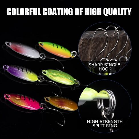 Goture Fishing Spoons Lures,Metal Spoon Trout Lures,Mini Fishing Jigs, Long Distance Casting Fishing Lures for Trout Bass Crappie Pike Saltwater Freshwater, Jigging Spoons with Fishing Tackle Box in Saudi Arabia