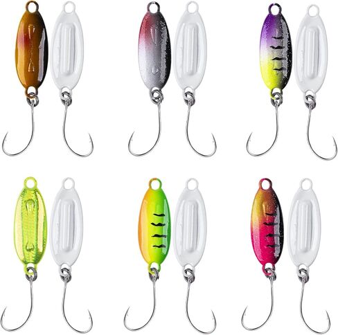 Goture Fishing Spoons Lures,Metal Spoon Trout Lures,Mini Fishing Jigs, Long Distance Casting Fishing Lures for Trout Bass Crappie Pike Saltwater Freshwater, Jigging Spoons with Fishing Tackle Box in Saudi Arabia