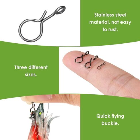 150pcs Fly Fishing Snaps Kit, 3 Sizes Stainless Steel Fast Change Fly Fishing Tackle, Essential Fishing Lures Accessories for Flies Hooks Jigs, Quick and Easy Change for Anglers Enthusiasts in Saudi Arabia