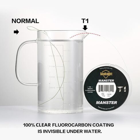 Seaknight Fluorocarbon Fishing Line, MANSTER T1 100M/110Yds Clear Fishing Leader Line - Virtually Invisible, Faster Sinking Line 3-35LB in Saudi Arabia