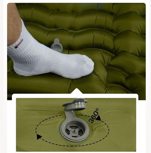 Enlarged and thickened air Sleeping Mats for camping (78.75 x 27.55 X 3.93 inches), 330lbs load capacity, quick inflation in 25 seconds at maximum speed, low noise, TPU coated(Military Green) in Kuwait