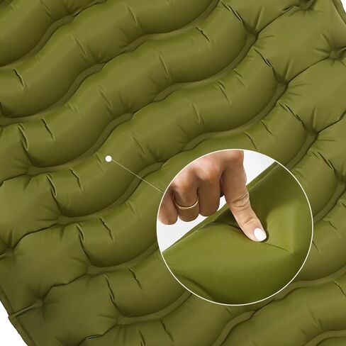 Enlarged and thickened air Sleeping Mats for camping (78.75 x 27.55 X 3.93 inches), 330lbs load capacity, quick inflation in 25 seconds at maximum speed, low noise, TPU coated(Military Green) in Kuwait