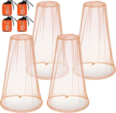 HESTYA 4 Pack Mosquito Net Mesh for Head Face Neck Fly Netting Hood from Bugs Gnats No See Net with Carry Bags for Outdoor(Black) in Saudi Arabia