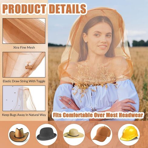 HESTYA 4 Pack Mosquito Net Mesh for Head Face Neck Fly Netting Hood from Bugs Gnats No See Net with Carry Bags for Outdoor(Black) in Saudi Arabia
