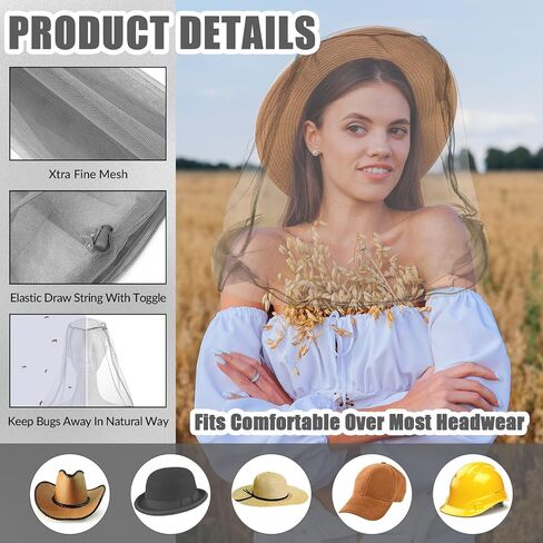HESTYA 4 Pack Mosquito Head Net Face Mesh,Black in Saudi Arabia