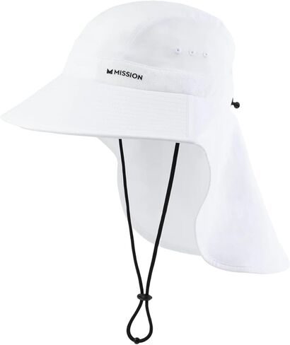 قبعة MISSION Cooling Sun Defender باللون الأبيض - قبعة واسعة الحواف للجنسين مع مؤخرة للرجال والنساء - خفيفة الوزن ومتينة - تبرد حتى ساعتين - حماية من أشعة الشمس بعامل حماية من أشعة الشمس 50 - يمكن غسلها في الغسالة in Saudi Arabia