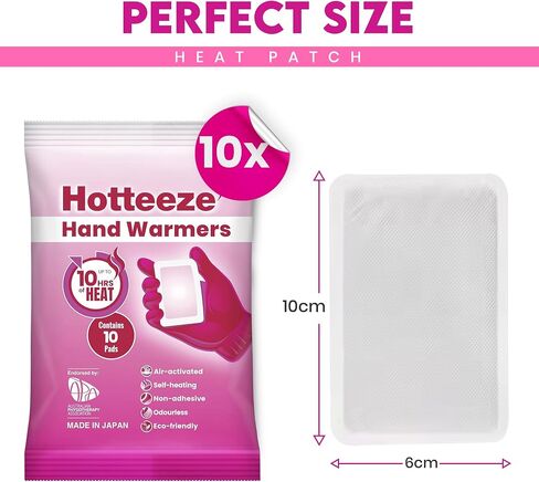 Hand Warmers Eco Friendly Self Adhesive Disposable Odourless Pain Relief Glove Warmer for 10 hours of Heat, Instant Air Activated Pocket Heater - 1 Pack (10 Pads) in Saudi Arabia