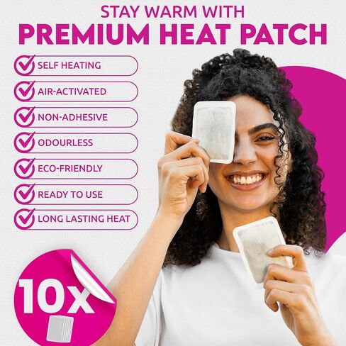 Hand Warmers Eco Friendly Self Adhesive Disposable Odourless Pain Relief Glove Warmer for 10 hours of Heat, Instant Air Activated Pocket Heater - 1 Pack (10 Pads) in Saudi Arabia
