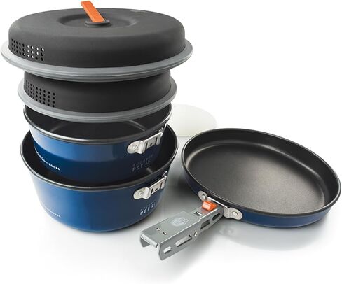 GSI Outdoors Bugaboo Base Camper Small, High-Efficiency Cookset – Ceramic Non-Stick Coated, Includes 2L & 1.5L Pots, 8" Fry Pan, Accessories in Saudi Arabia