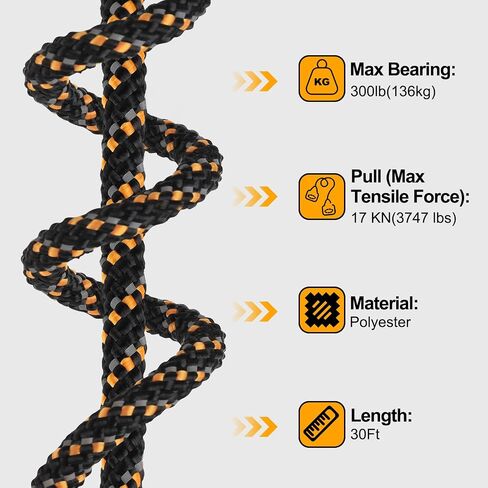 Tree Stand Safety Rope, 30FT Reflective Lifeline Hunter Safety Harness for Tree-Stand Hunting in Kuwait