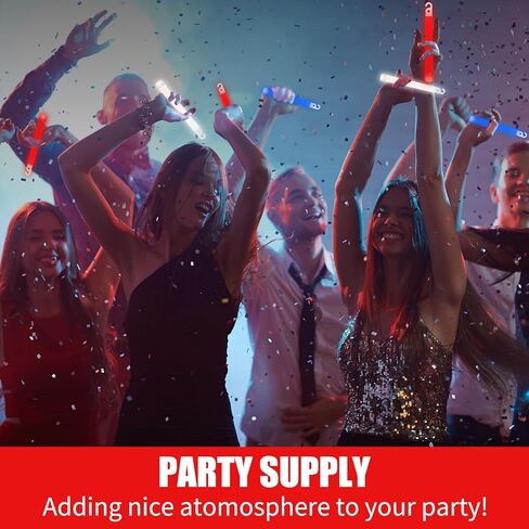 6 أعواد متوهجة فائقة السطوع مقاس 15.24 سم كبيرة باللونين الأحمر والأبيض والأزرق للحفلات والتخييم وأضواء الطوارئ ومجموعة النجاة لمدة 12 ساعة in Kuwait