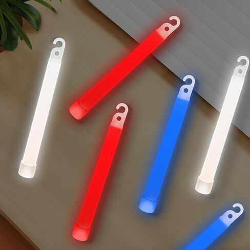 6 أعواد متوهجة فائقة السطوع مقاس 15.24 سم كبيرة باللونين الأحمر والأبيض والأزرق للحفلات والتخييم وأضواء الطوارئ ومجموعة النجاة لمدة 12 ساعة in Kuwait