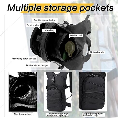 Tactical Hydration Backpack 3L, Lightweight Water Bag Hydration Pack, Hiking Backpack with Water Bladder for Men Women, Hydration Pack for Cycling, Running, Hunting in Saudi Arabia