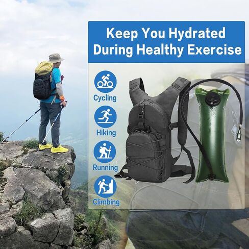 Tactical Hydration Backpack 3L, Lightweight Water Bag Hydration Pack, Hiking Backpack with Water Bladder for Men Women, Hydration Pack for Cycling, Running, Hunting in Saudi Arabia