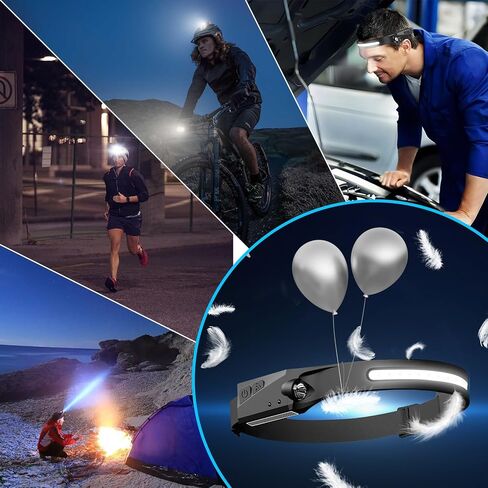 Headlamp Rechargeable 4Pack, 6 Mode Headlamps for Adults 1200Lumens LED Headlamp with Motion Sensor,230°COB Wide Beam Headlight Bright Headlamp Flashlight for Camping Accessories Gear, Hiking, Running in Saudi Arabia