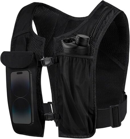 Running Phone Holder, Reflective Running Vest with Waterproof Phone Pouch and 500ml Soft Flask Pocket, Hydration Vest for Running, Hiking, Fitness, and Climbing in Saudi Arabia