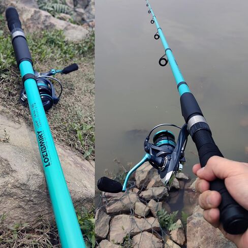 Fishing Rod Reel Combos, 2PCS 2.1m/6.89ft Collapsible Fishing Rods + 2PCS Spinning Reels + Fishing Lines Fishing Lures Carrier Bag, Telescopic Fishing Pole Set Sea Saltwater Freshwater Kit in Saudi Arabia