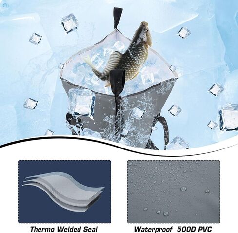 Goture Insulated Fish Cooler Bag, Leakproof Fish Kill Bag, Waterproof Fish Bag with Carry Handle and Strap, Portable Large Fishing Cooler Bag with Drain Plug, Keep Ice Cold All Day, 40inx16.5in in Kuwait