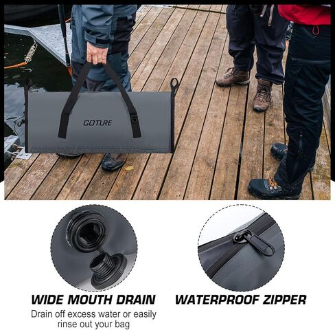 Goture Insulated Fish Cooler Bag, Leakproof Fish Kill Bag, Waterproof Fish Bag with Carry Handle and Strap, Portable Large Fishing Cooler Bag with Drain Plug, Keep Ice Cold All Day, 40inx16.5in in Kuwait