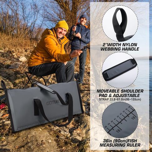 Goture Insulated Fish Cooler Bag, Leakproof Fish Kill Bag, Waterproof Fish Bag with Carry Handle and Strap, Portable Large Fishing Cooler Bag with Drain Plug, Keep Ice Cold All Day, 40inx16.5in in Kuwait