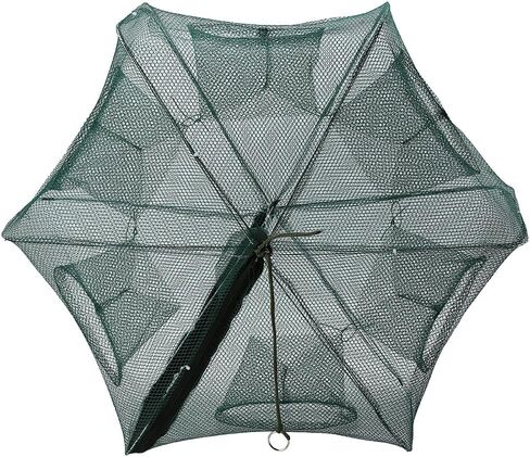 Bait Trap, Portable 6 Holes Automatic Nylon Fishing Net Shrimp Cage Foldable Fish Cast Mesh Trap Net with Zipper for Fishes, Shrimp, Minnow, Crayfish, Crab, Crawdad in Saudi Arabia
