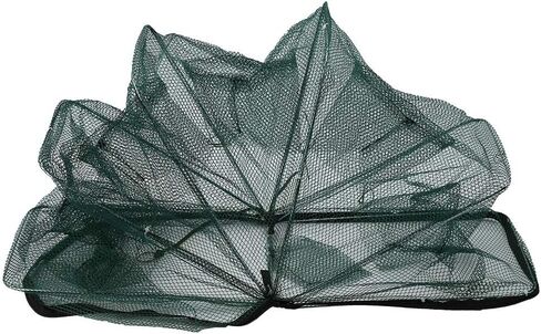 Bait Trap, Portable 6 Holes Automatic Nylon Fishing Net Shrimp Cage Foldable Fish Cast Mesh Trap Net with Zipper for Fishes, Shrimp, Minnow, Crayfish, Crab, Crawdad in Saudi Arabia