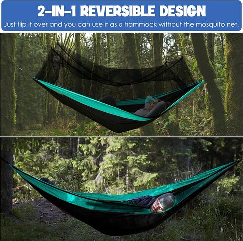 Gold Armour Camping Hammock - Camping Essentials, Double Hammock with Bug Net, Camping Gear Hammock for Outside, Hiking, and Travel (Black) in Saudi Arabia