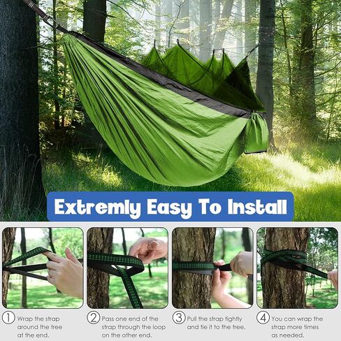 Gold Armour Camping Hammock - Camping Essentials, Double Hammock with Bug Net, Camping Gear Hammock for Outside, Hiking, and Travel (Black) in Saudi Arabia