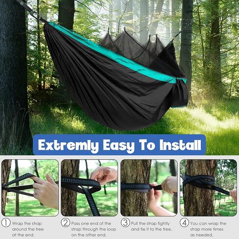 Gold Armour Camping Hammock - Camping Essentials, Double Hammock with Bug Net, Camping Gear Hammock for Outside, Hiking, and Travel (Black) in Saudi Arabia