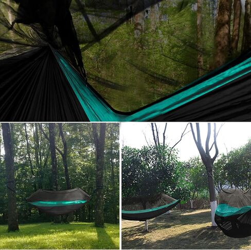 Gold Armour Camping Hammock - Camping Essentials, Double Hammock with Bug Net, Camping Gear Hammock for Outside, Hiking, and Travel (Black) in Saudi Arabia