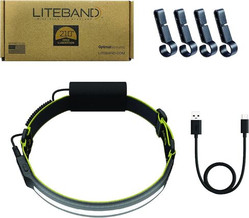 OPTIMAL VENTURES Liteband PRO 1000 Series مصباح أمامي شخصي قابل للتعديل ذو شعاع عريض، إضاءة 210 درجة، يعمل بالبطارية، يناسب القبعات الصلبة والخوذات، LBP1000-L34HV، 1000 لومن، رؤية عالية in Saudi Arabia