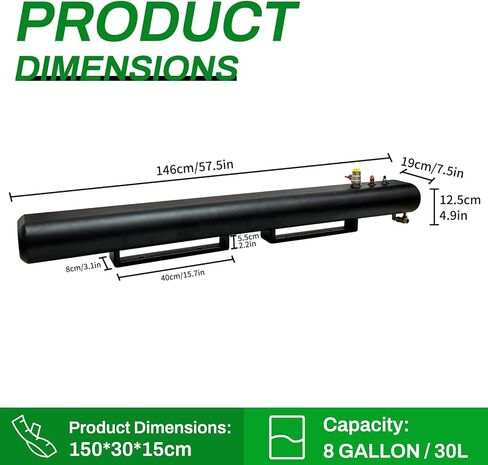 خزان مياه مع دش للتخييم سعة 8 جالون من الألومنيوم للطرق الوعرة من أجل تخزين المياه المحمولة على حامل السقف للمركبات والشاحنات وسيارات الدفع الرباعي باللون الأسود in Kuwait