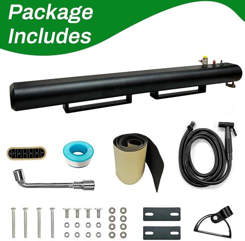 خزان مياه مع دش للتخييم سعة 8 جالون من الألومنيوم للطرق الوعرة من أجل تخزين المياه المحمولة على حامل السقف للمركبات والشاحنات وسيارات الدفع الرباعي باللون الأسود in Kuwait