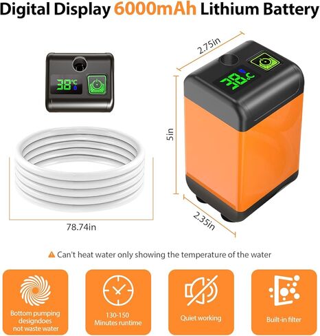 دش محمول للتخييم، مضخة دش للتخييم، 3 أوضاع للتدفق، تعمل ببطارية 6000 مللي أمبير في الساعة، شاشة رقمية ذكية لقياس درجة الحرارة الذكية، مناسبة للمشي لمسافات طويلة، والسفر، والغسيل، وحمام الحيوانات الأليفة in Kuwait