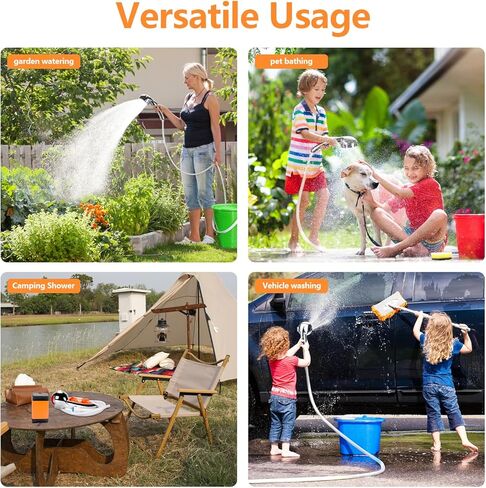 دش محمول للتخييم، مضخة دش للتخييم، 3 أوضاع للتدفق، تعمل ببطارية 6000 مللي أمبير في الساعة، شاشة رقمية ذكية لقياس درجة الحرارة الذكية، مناسبة للمشي لمسافات طويلة، والسفر، والغسيل، وحمام الحيوانات الأليفة in Kuwait