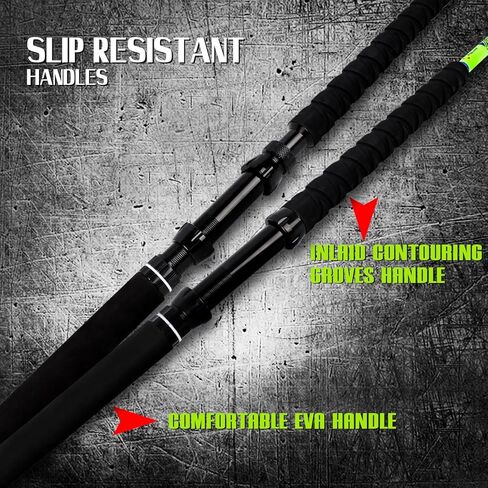 Fiblink صنارة صيد الأسماك في المياه المالحة، صنارة صيد القوارب البحرية قطعة واحدة/قطعتين، لعبة كبيرة قطرة عميقة، قصبة صيد باللون الأزرق/الأخضر النيون (5'/6'6"، 50-80 رطل/80-120 رطل) in Kuwait