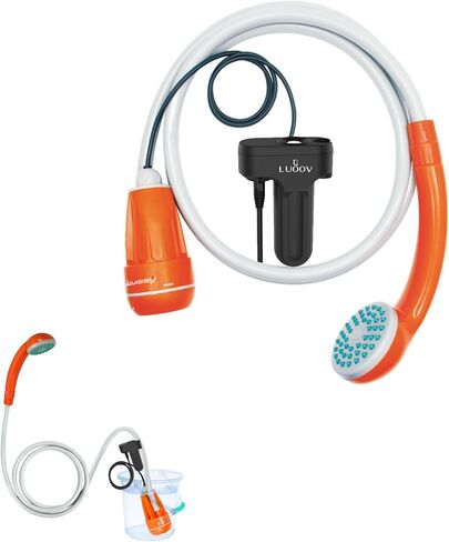 COSWE Portable Camping Shower, Outdoor Camp Pump with Rechargeable 4400mAH Battery and 130LM Led Lighting Device for Camping Hiking Outdoor Beach Garden in Kuwait