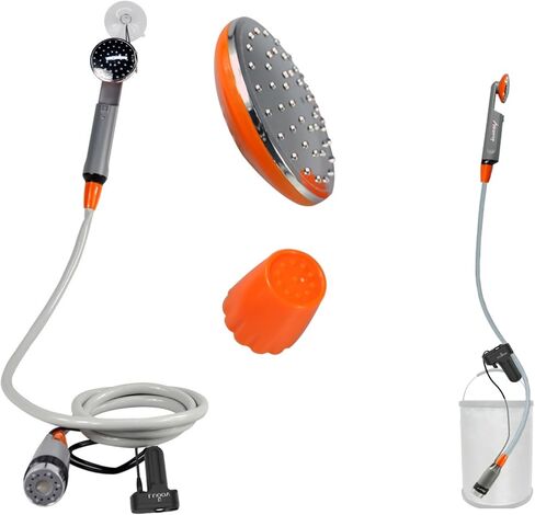 COSWE Portable Camping Shower, Outdoor Camp Pump with Rechargeable 4400mAH Battery and 130LM Led Lighting Device for Camping Hiking Outdoor Beach Garden in Kuwait