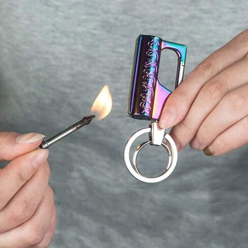 Emergency Permanent Match, Survival Matchstick Fire Starter, Reusable Flint Metal Match Lighter for Outdoor, Survival Cool Lighters for Camping in Kuwait