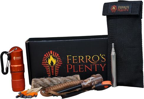 Ferro Rod fire Starter| Flint and Steel fire Starter kit| Waterproof Matches Survival kit with 3.5" Zinc Alloy case| Extra Match Striker| Strike Anywhere Matches| Flint fire Starter Survival Tool| in Saudi Arabia