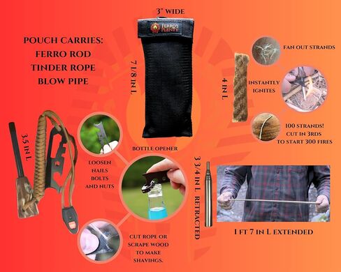 Ferro Rod fire Starter| Flint and Steel fire Starter kit| Waterproof Matches Survival kit with 3.5" Zinc Alloy case| Extra Match Striker| Strike Anywhere Matches| Flint fire Starter Survival Tool| in Saudi Arabia