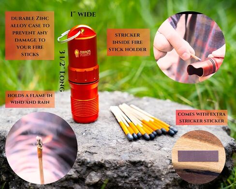 Ferro Rod fire Starter| Flint and Steel fire Starter kit| Waterproof Matches Survival kit with 3.5" Zinc Alloy case| Extra Match Striker| Strike Anywhere Matches| Flint fire Starter Survival Tool| in Saudi Arabia