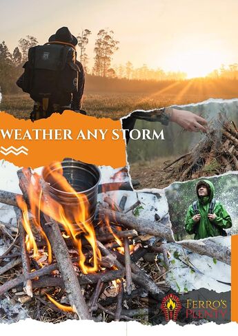 Ferro Rod fire Starter| Flint and Steel fire Starter kit| Waterproof Matches Survival kit with 3.5" Zinc Alloy case| Extra Match Striker| Strike Anywhere Matches| Flint fire Starter Survival Tool| in Saudi Arabia