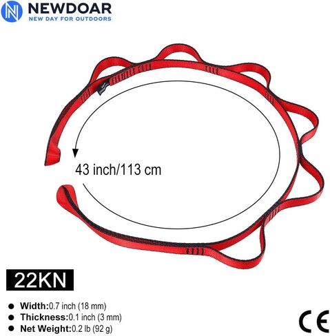 حبل سلسلة نيودور ديزي، 23 كيلو نيوتن (5170 رطل) للتسلق من النايلون، معتمد من CE للمساعدة الرائدة في التسلق، تعليق أرجوحة تسلق (43 بوصة/110 سم) in Kuwait